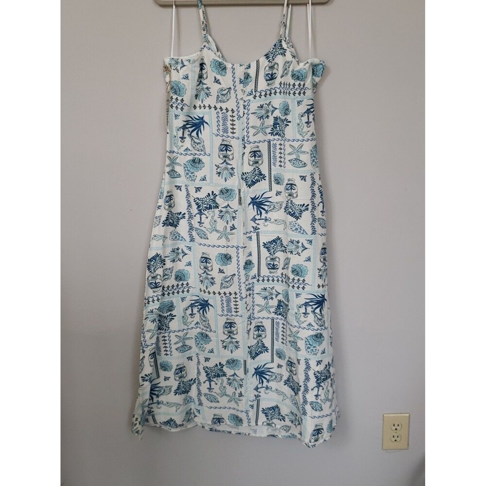 Goa Beachwear By Japna Tank Slip Dress Womens M A Line Linen Blend Print Maxi - Picture 4 of 6